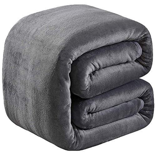 Soft Queen Size Blanket for Fall Winter Spring All Season Warm Fuzzy Microplush Lightweight Thermal Fleece Summer Autumn Blankets for Couch Bed Sofa,90x90 Inches,Dark Gray 
